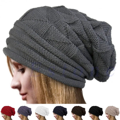 maoxiangshop Knitted Baggy Beanie Oversized Winter Hat Ski Slouchy Cap Skullies Beanies Women Men Winter Wool Warm Cap Beanies Unisex