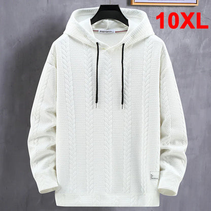 maoxiangshop Mens Hoodies Plus Size 10XL Solid Color Hoodie Spring Autumn Hooded Sweatshirt Male Big Size 10XL Pullover Black White