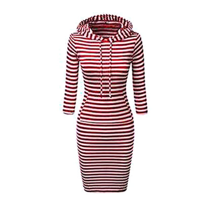 maoxiangshop Women Hoodies Winter Dresses Women Solid Color Long Sleeve Sweatshirts Bodycon Autumn Dress Women Robe Femme Knee Length Dress