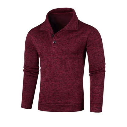 maoxiangshop Sweatwear Long Sleeve Solid Color Turtleneck Men Button Winter Autumn Pullover Warm Sweaters Jumper Slim Fit Casual Sweashirts