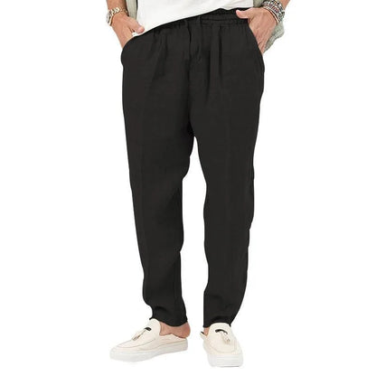 maoxiangshopMen's Long Linen Pants Lightweight Loose Fit Trousers Breathable Cotton Streetwear Sport Sweatpants Solid Color Pencil Pants