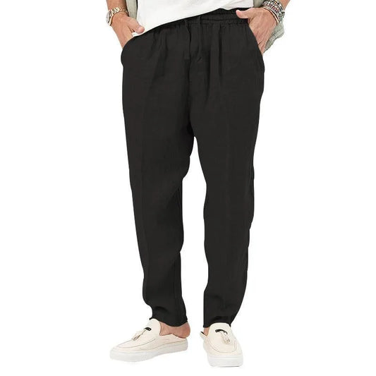 maoxiangshopMen's Long Linen Pants Lightweight Loose Fit Trousers Breathable Cotton Streetwear Sport Sweatpants Solid Color Pencil Pants