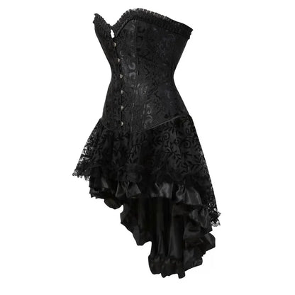 maoxiangshop  -  Women's Evening Corset Dress Floral Lace Up Bustiers Medieval Bustier Skirt Steampunk Carnival Evening Party Costume Plus Size