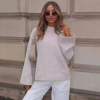 maoxiangshop  -  Loose Knitted Sweater Women Fashion O Neck Long Sleeve Pullover Top 2024 New Autumn Lady Office High Street Jumper Knitwear Top