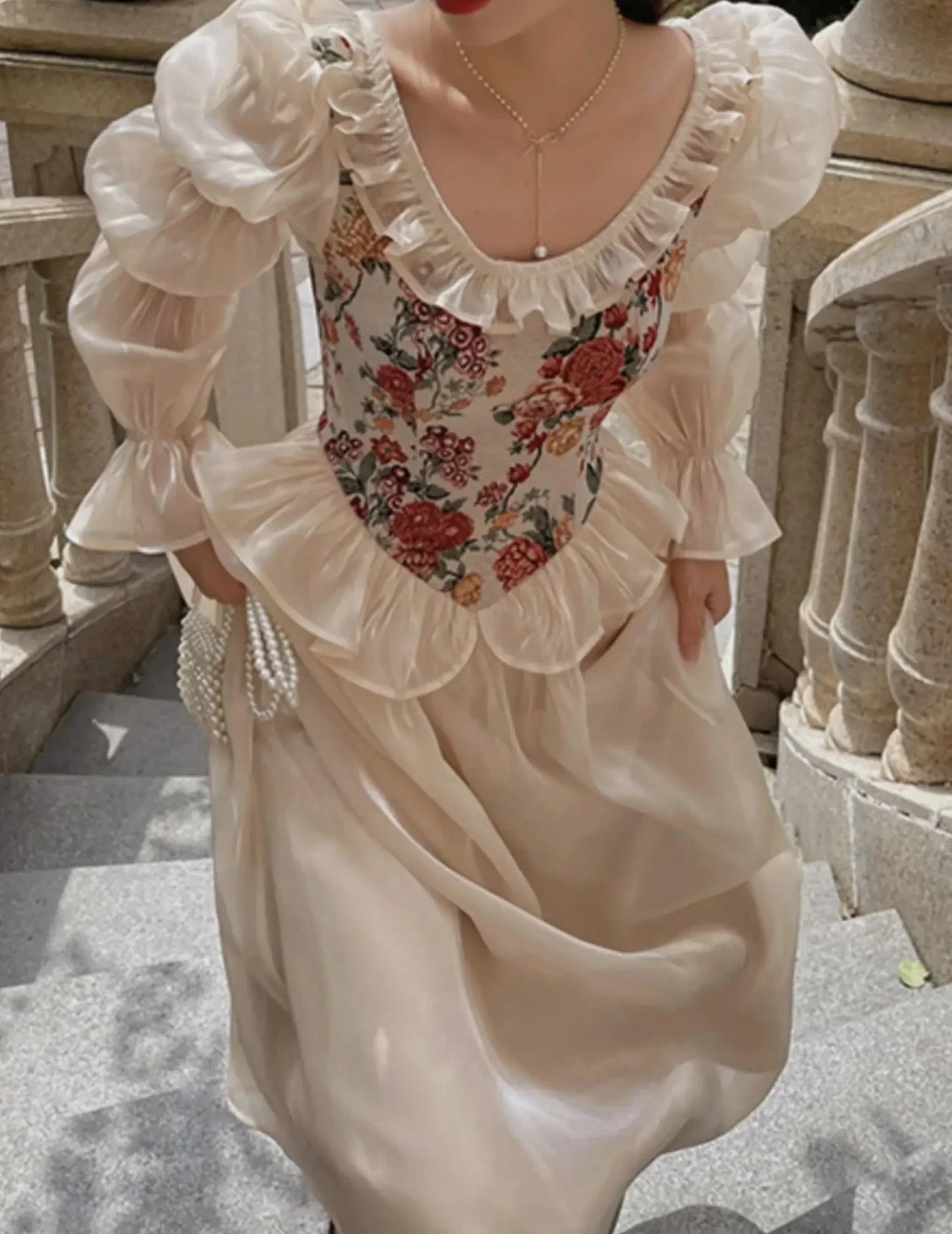 France Vintage Embroidery Evening Party Dress Autumn Lantern Sleeved Princess Fairy Vestidos Women Korea Ruffles Clothes