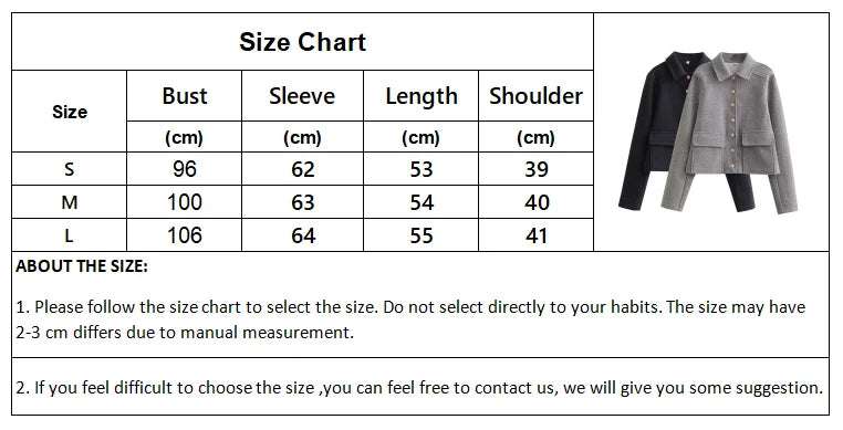 maoxiangshop Autumn Jacket Women Vintage Fashion Metal Button Cropped Coat Female Elegant Casual Long Sleeve Lapel Single Breasted Outerwear