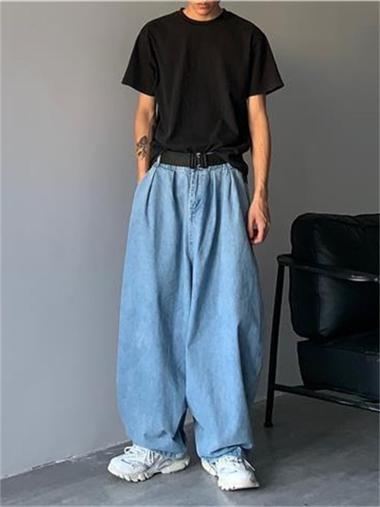 maoxiangshop Straight Jeans Men Blue Loose Denim Trousers Neutral Y2K Jean Streetwear Casual Wide Jeans Mans Women Pants men Baggy men jeans