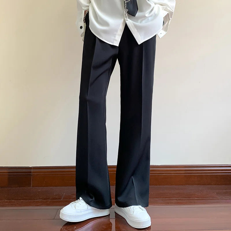 maoxiangshop Summer Black Suit Pants Men Fashion Social Mens Dress Pants Korean Loose Bell-bottoms Pants Men Mens Office Formal Trousers