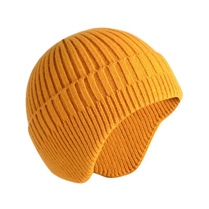 maoxiangshop Solid Knitted Hat Winter Imitation Rabbit Fleece Hats for Men Warm Ear Caps Autumn Beanie Hat Men's Winter Cap