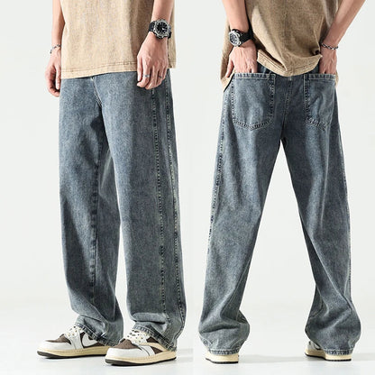 maoxiangshop Baggy Jeans Men Oversize Pants Loose Fit Wide Leg Trousers For Men Blue Streetwear Casual Korean Style Denim New Jeans Kpop