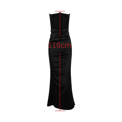 Maxi Strapless Formal Occasion Dresses Elegant Bodycon Corset  Party Dresses Sexy Velvet and Satin Patchwork Dress