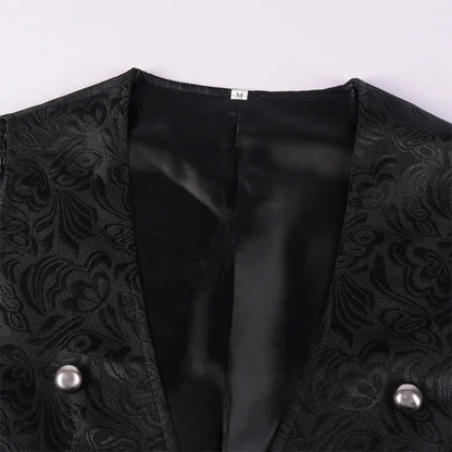 maoxiangshop Mens Victorian Suit Vest Men Steampunk Gothic Medieval Jacquard Waistcoat Sleeveless Tailcoat Party Halloween Costume Homme XXXL
