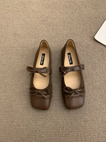 maoxiangshop  -  Mary Jane Shoes Square Toe Women's Shoes Bowknot Ballet Flats 2024 Spring/Autumn Flats Women Shoes