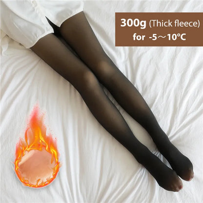 maoxiangshop Winter Warm Tights Pantyhose Women Fleece Socks High Waist Thermal Stocking Insulated Pants Fake Translucent Leggings Tights