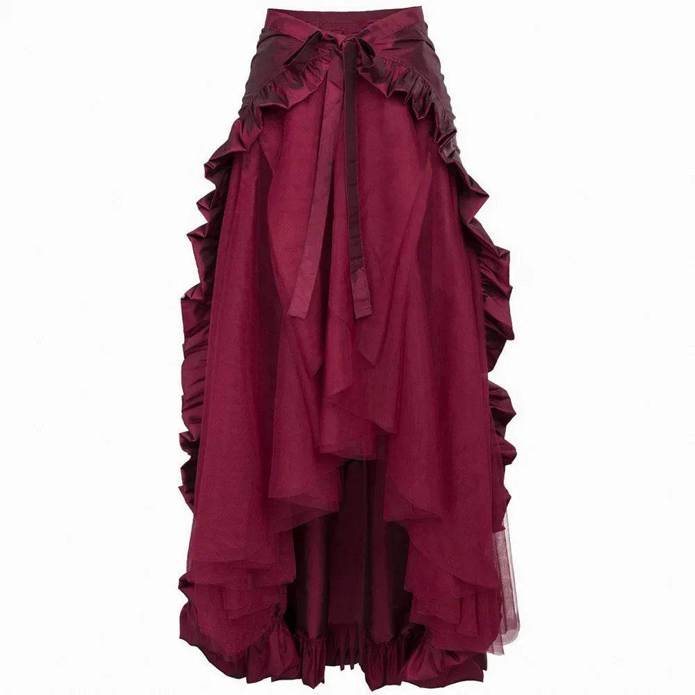 maoxiangshop  -  Big Size Women's Gothic Steampunk Skirt Pirate Flair and Victorian Ruffles Anime Cos Victorian Era Gothic Skirt