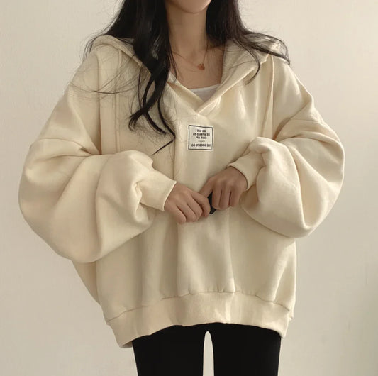 maoxiangshop maoxiangshopStyle Loose Women Hoodies Outerwear Bat Sleeve Hooded Pullovers Tops  New Autumn All-Matched Chic Female Sweatshirt