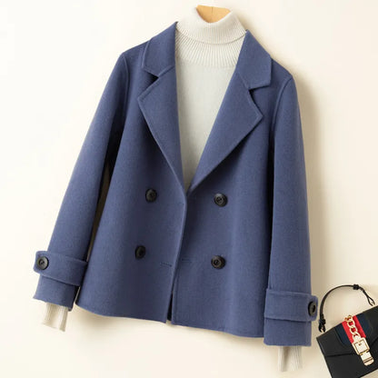 maoxiangshop New Autumn And Winter Pure Wool Double Sided Cashmere Coat Jacket High End Wool Fabric Coat Versatile Women's Top