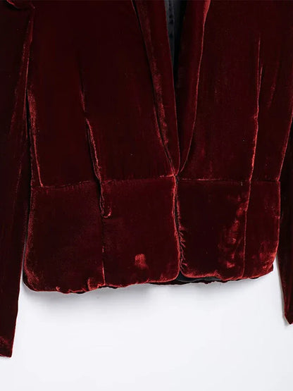 maoxiangshop  -  Velvet Shoulder Pad Coat Women Lapel Fashion Full Sleeve Cotton Chic Jacket 2024 Autumn Thicken Button Up Lady Overcoat Tops
