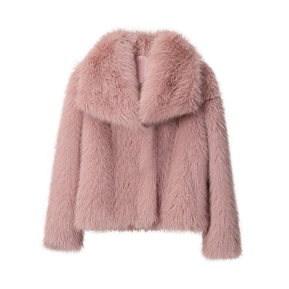maoxiangshop  -  Chic Ins Blogger Brand Fashion Fake Fox Fur Jacket Coat Women 2024 Winter Luxury Design Big Collar Fur Coats Cool Girls Overcoat