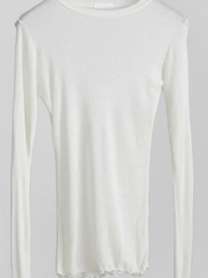 High Quality Plain T Shirt Women Cotton Elastic Basic T-shirts Female Casual Tops Long Sleeve Sexy Thin T-shirt see through