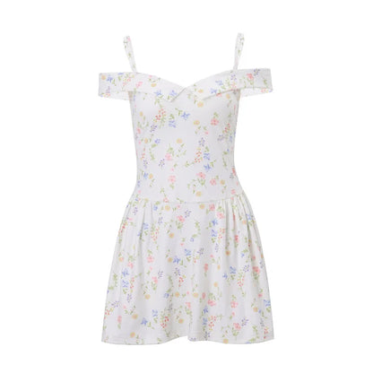 2024 Summer New Fashion Elegant Fragmented Flower French Dresses Harajuku Vintage Palace Sweet Slim Fit Dress Women's Clothing