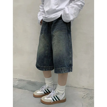 Fashion Harajuku Vintage High Waist 2000S Blue Denim Shorts Women's Casual Loose Fit Y2K Punk Streetwear Style Baggy Shorts