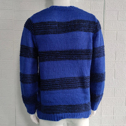 maoxiangshop Male Autumn And Winter Wool Sweater Round Neck Pullover Bottoming Shirt Color Matching All Matching Oversized Winter Coat Men
