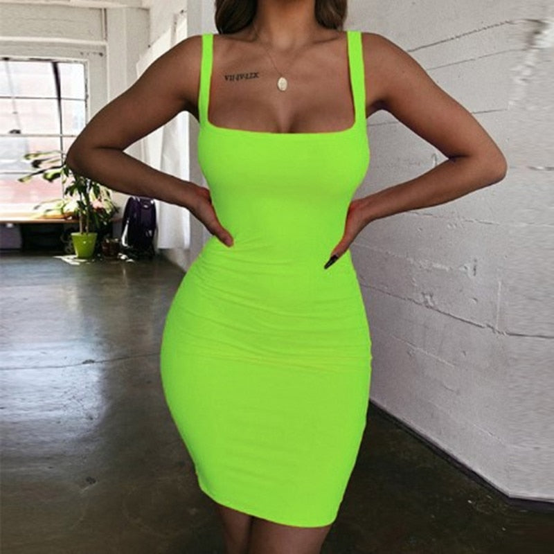 Summer Dress Women 2022 color design Casual Sleeveless Mini Sexy Bodycon Club low neck Dresses robe femme vestidos clothes Tops