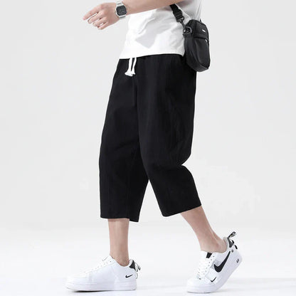 maoxiangshop Summer Casual Pants Men's Wild Cotton and Linen Loose Linen Pants Korean Style Trend Nine-point Straight Trousers