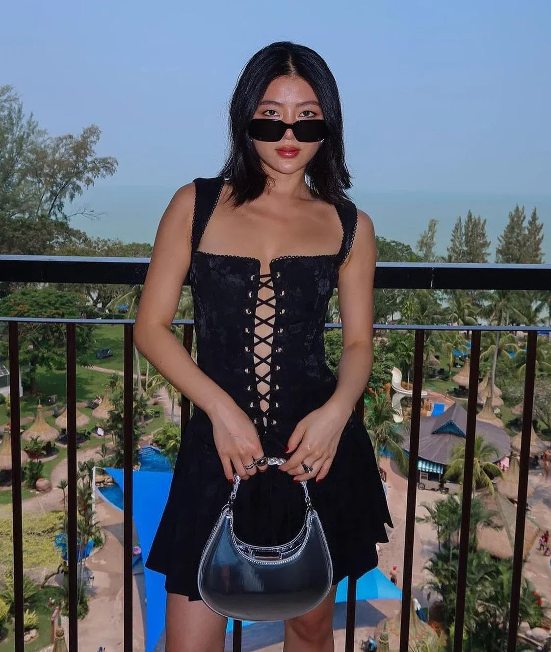 Autumn Women Black Lace Up Bodycon Dress Sexy Mini Spaghetti Strap Pleated Dress Female Birthday Party Dresses