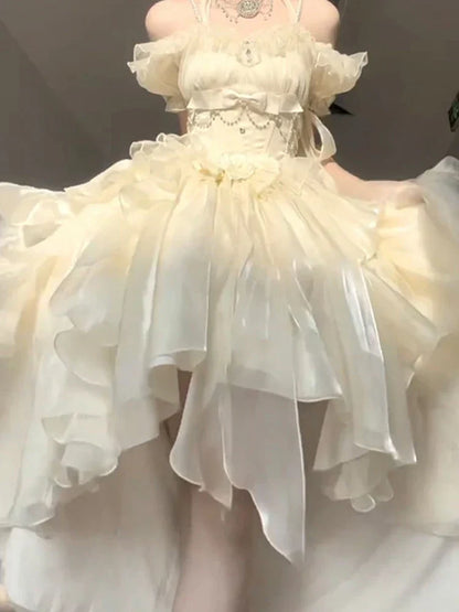 maoxiangshop Elegant and Noble Generative Color Lolita Flower Wedding Dress Adult Dress Sling Dress