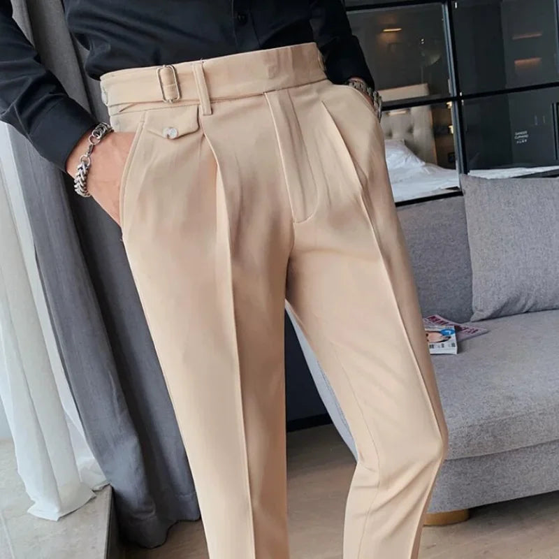 maoxiangshop Men Suit Pants New British Style Business Casual Solid Slim Fit Straight Dress Pants for Men Formal Trousers Men Clothing