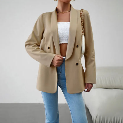 Women Chic Office Lady Long Sleeve Fashion Elegant All Match Basic Solid Temperament Vintage Streetwear Casual Coat Top