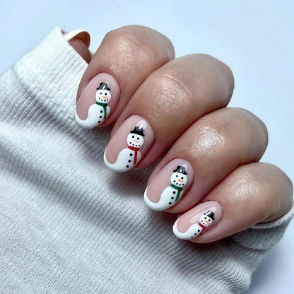 24Pcs Long Ballet Christmas False Nails Wearable Xmas Style Fake Nails Elk Santa Claus Design Full Cover Press on Nail Tips