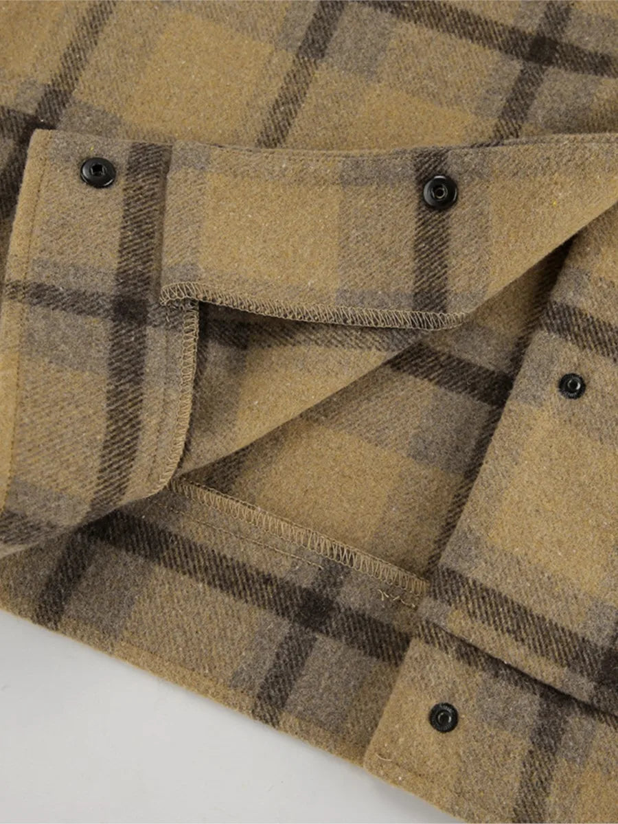 maoxiangshop  -  2024 New Plaid Contrast Jacket Women Autumn Winter Single Breasted Long Sleeve Outerwear Female Streetwear Vintage Fashion Coat