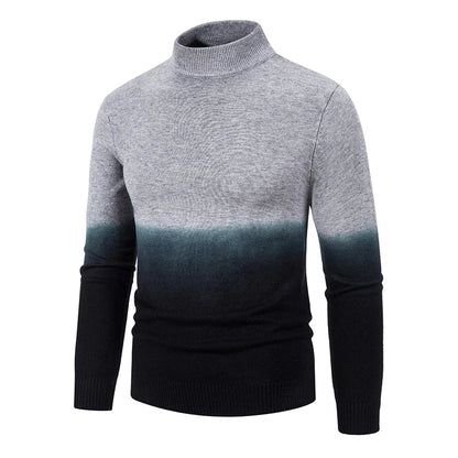 maoxiangshop Autumn and Winter New Men's Half High Neck Slim Fit Knitwear Trend Gradual Overlay Soft Fit Thin Sweater