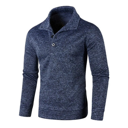 maoxiangshop Sweatwear Long Sleeve Solid Color Turtleneck Men Button Winter Autumn Pullover Warm Sweaters Jumper Slim Fit Casual Sweashirts