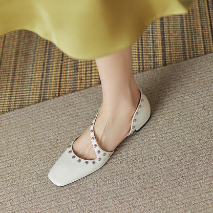 maoxiangshop  -  New Spring/Autumn Women Pumps square Toe Chunky Heel Mary Janes Solid  Women Shoes for Women zapatos de mujer