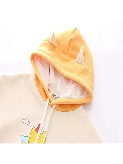 maoxiangshop Harakuju Cartoon Fox Print Casual Pullover Hoodies Women Winter Long Sleeve Hooded Sweatshirt Girly Loose Female Fleece Top