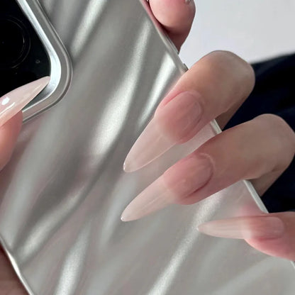 maoxiangshop 24Pcs False Nails With Glue Almond Pink Butterfly Design Detachable Rhinestones Acrylic Fake Nails long stiletto Press On Nails