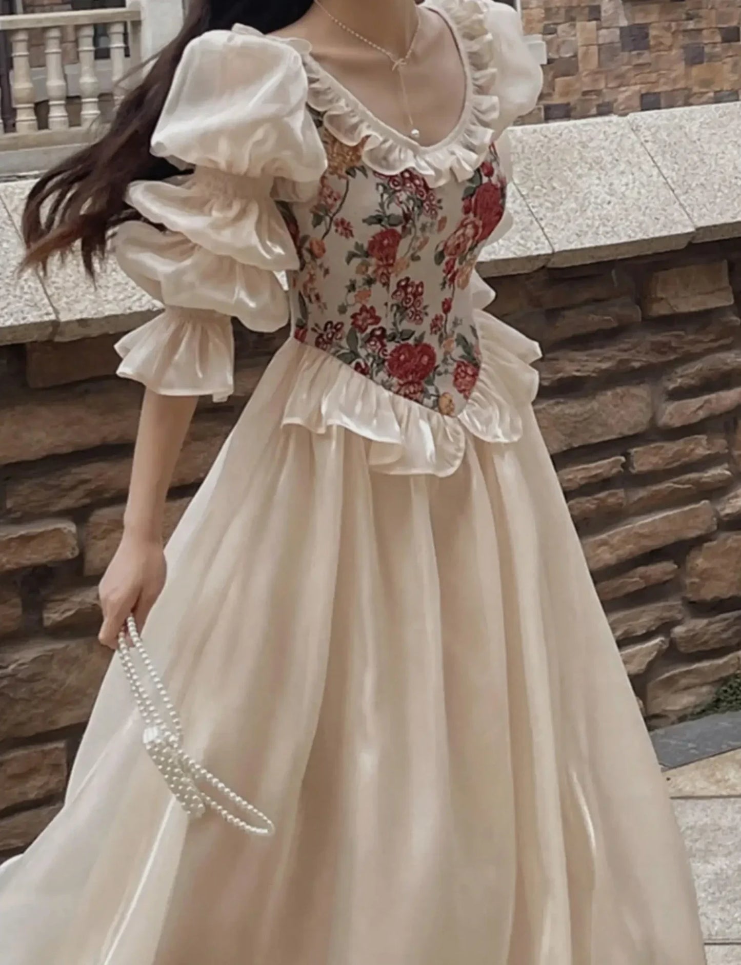 France Vintage Embroidery Evening Party Dress Autumn Lantern Sleeved Princess Fairy Vestidos Women Korea Ruffles Clothes