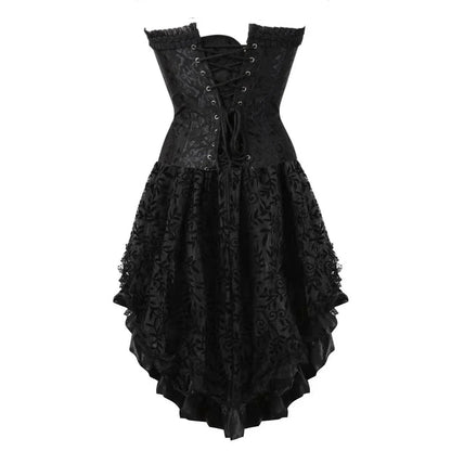 maoxiangshop  -  Women's Evening Corset Dress Floral Lace Up Bustiers Medieval Bustier Skirt Steampunk Carnival Evening Party Costume Plus Size
