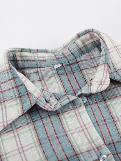 maoxiangshop  -  2024 New Classic Plaid Blouse Women Casual Long Sleeve Turndown Collar Shirts Autumn Spring Simple Fashion Blouse Outerwear Lady