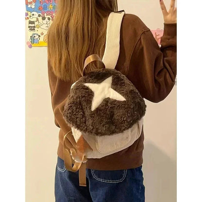maoxiangshop  -  2024 New Cartoon Mushroom Backpack Autumn Winter Anime Plush Cute Doll Bag Christmas Gift Cute Anime Backpack