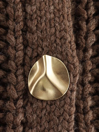 maoxiangshop  -  Vintage Knit Waistcoat Women Solid Round Neck Single Breasted Sleeveless Pocket Sweater Vests 2024 Autumn Winter Casual Lady Top