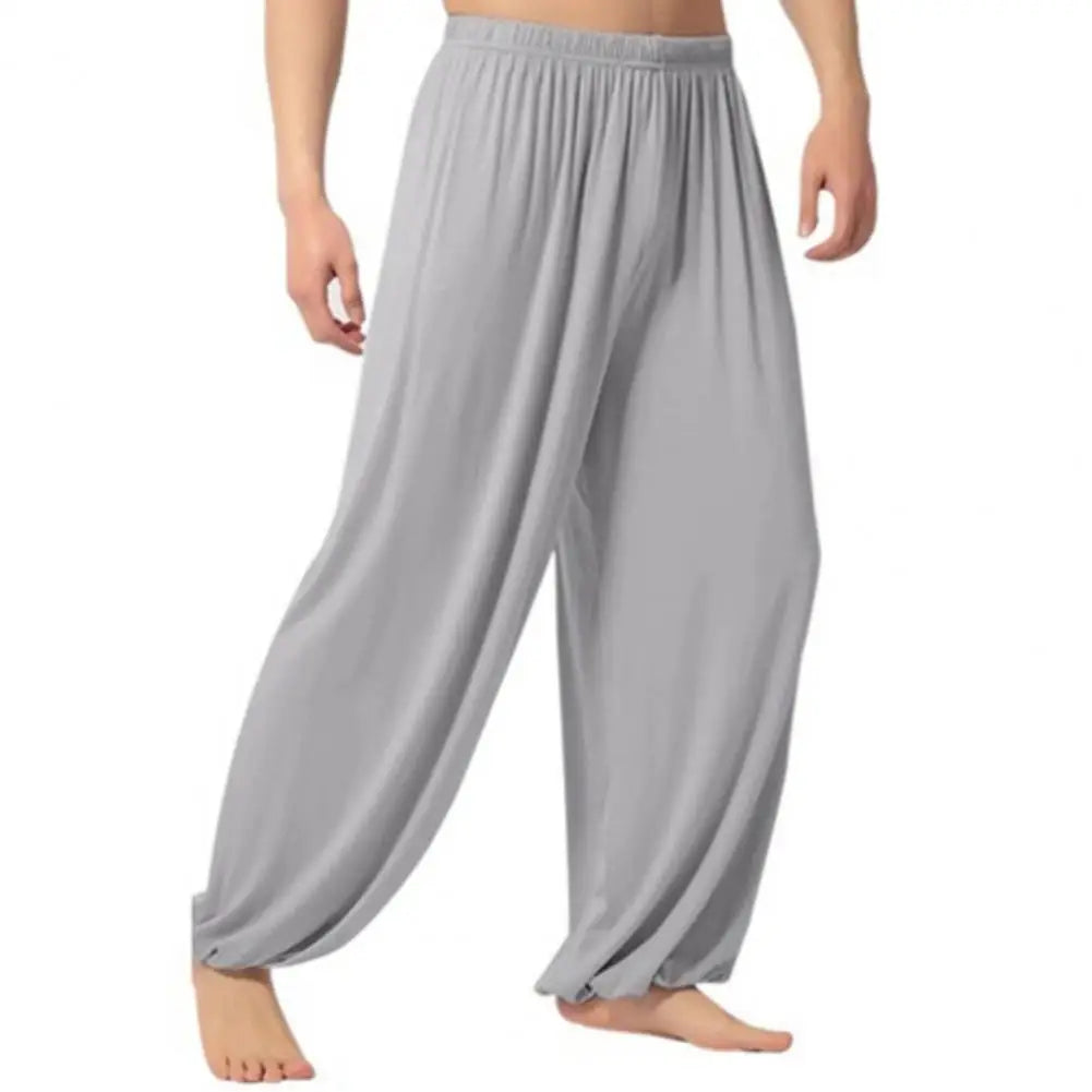 maoxiangshop Pure Color Loose Straight Pants Men Sweatpants Modal Casual Spring Long Trousers Men Sports Yoga Pants Trendy Dance Clothing