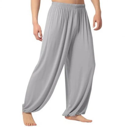 maoxiangshop Pure Color Loose Straight Pants Men Sweatpants Modal Casual Spring Long Trousers Men Sports Yoga Pants Trendy Dance Clothing