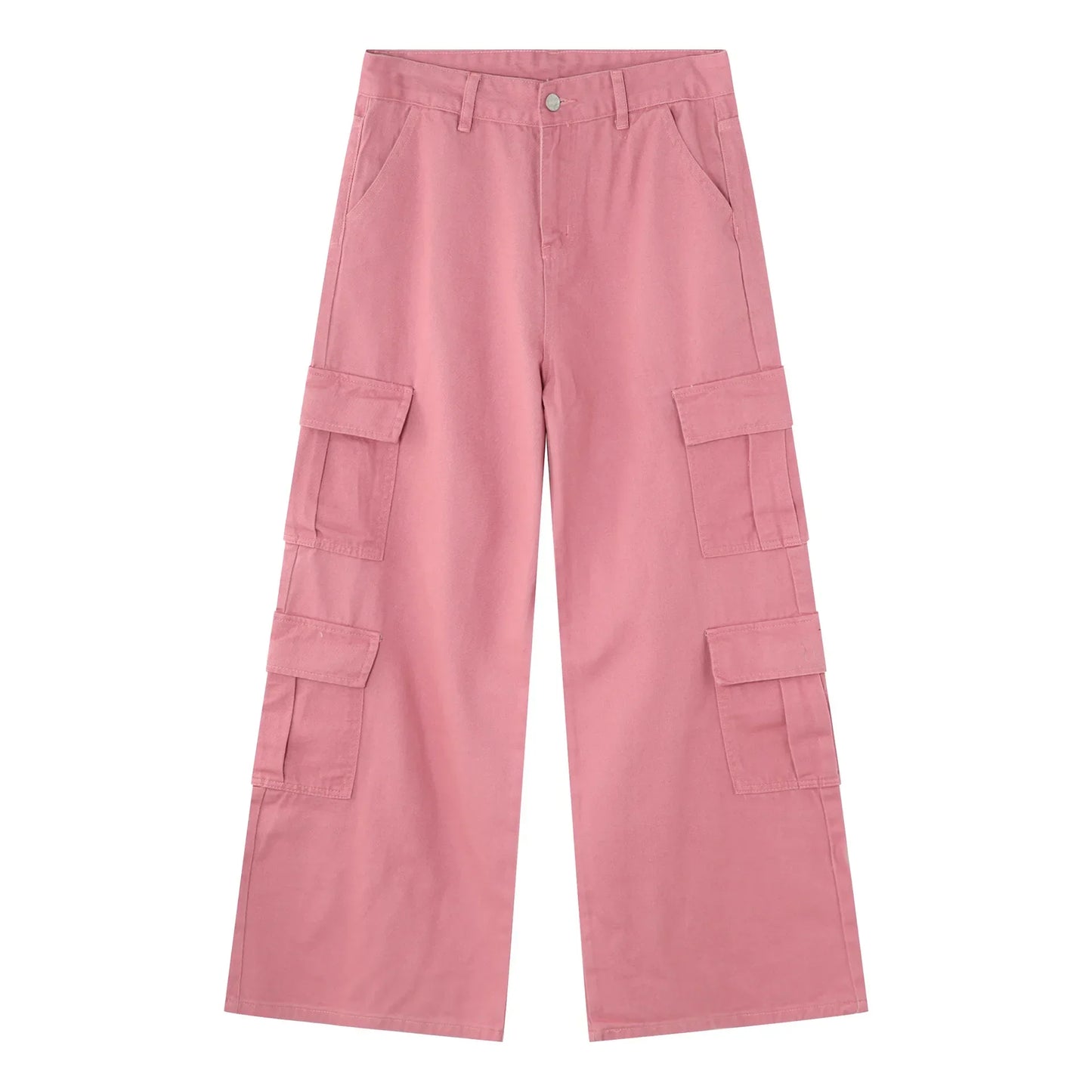 maoxiangshop Pink Cargo Jeans Pants Men Oversize Wide Leg Denim Trousers Male Loose Casual Japanese Streetwear Hip Hop Pocket