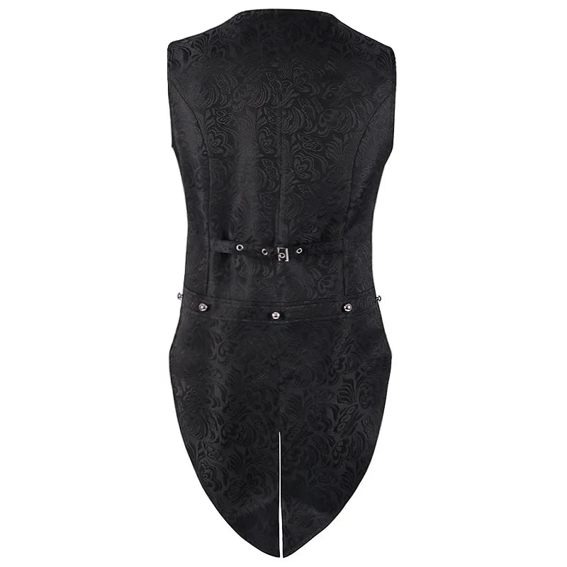 maoxiangshop Mens Victorian Suit Vest Men Steampunk Gothic Medieval Jacquard Waistcoat Sleeveless Tailcoat Party Halloween Costume Homme XXXL