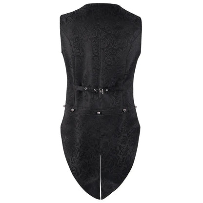 maoxiangshop Mens Victorian Suit Vest Men Steampunk Gothic Medieval Jacquard Waistcoat Sleeveless Tailcoat Party Halloween Costume Homme XXXL